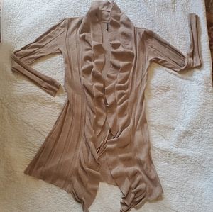 Taupe ruffled cardigan
